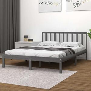 Rám postele šedý masivní borovice 200 x 200 cm 3105093