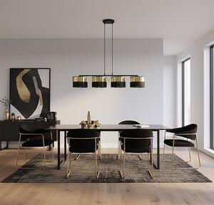 Závěsné svítidlo LUX 4 – černé / zlaté, textilní stínidla, 4× E27, šířka 95 cm
