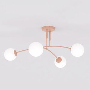 Stropní svítidlo PREGOS 4 – korálové, bílé sklo, 4× E14, šířka 60 cm
