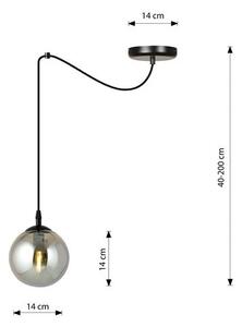 Závěsné svítidlo GIGI 1 – černé, grafitové sklo, 1× E14, šířka 200 cm