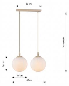 Závěsné svítidlo COSMO 2 – moka, opálové sklo, 2× E14, šířka 40 cm