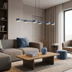 Závěsné svítidlo MEGARA 6 – tlumeně modré, 6× GX53, šířka 95 cm