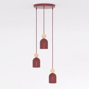 Závěsné svítidlo MESI 3 PREM – vínové, 3× GU10, šířka 34 cm