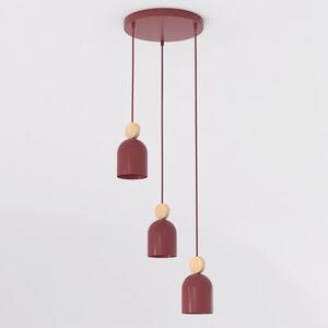 Závěsné svítidlo MESI 3 PREM – vínové, 3× GU10, šířka 34 cm