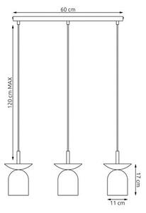 Závěsné svítidlo EGO 3 – černé / bílé, 3× E14, šířka 60 cm