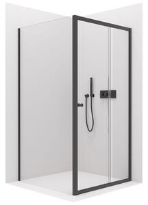 Cerano Varone, sprchový kout s posuvnými dveřmi 140(dveře) x 100 (stěna) x 195 cm, 6mm čiré sklo, černý profil, CER-CER-DY505B-140100
