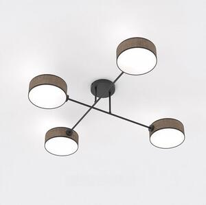 Stropní svítidlo MAGA 4 – hnědé / černé, textilní stínidla, 4× E14, šířka 96 cm