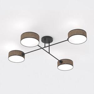 Stropní svítidlo MAGA 4 – hnědé / černé, textilní stínidla, 4× E14, šířka 96 cm