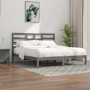 Rám postele šedý masivní dřevo 200 x 200 cm 3105817