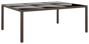 Zahradní stůl se skleněnou deskou hnědý 200 x 150 x 75 cm ratan 310589