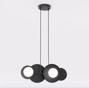 Závěsné svítidlo MODEL 4 – černé, bílé sklo, 4× G9, šířka 53 cm