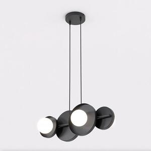 Závěsné svítidlo MODEL 4 – černé, bílé sklo, 4× G9, šířka 53 cm