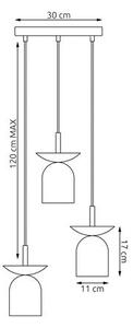 Závěsné svítidlo EGO 3 PREM – černé / bílé, 3× E14, šířka 30 cm