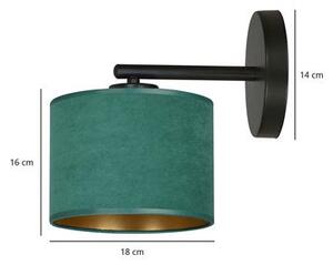 Nástěnné svítidlo HILDE K1 – černé, zelené textilní stínidlo, 1× E27, šířka 18 cm