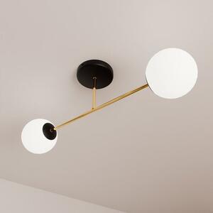 Stropní svítidlo MAGNUM 2 – černé, opálové sklo, 2× E14, šířka 75 cm