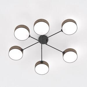 Stropní svítidlo MAGA 6 – hnědé / černé, textilní stínidla, 6× E14, šířka 105 cm