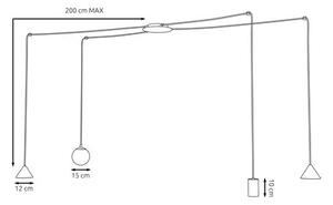 Závěsné svítidlo FUJI 4 – černé, 4× E14/GU10/GX53, šířka 200 cm