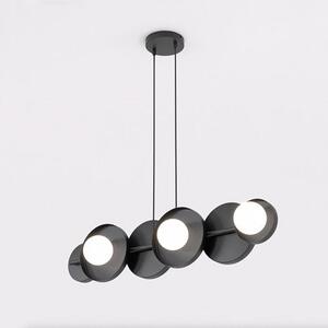 Závěsné svítidlo MODEL 6 – černé, bílé sklo, 6× G9, šířka 85 cm