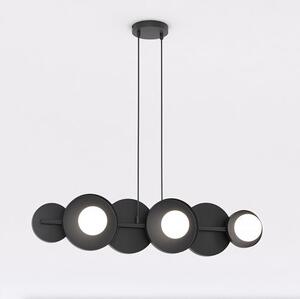 Závěsné svítidlo MODEL 6 – černé, bílé sklo, 6× G9, šířka 85 cm