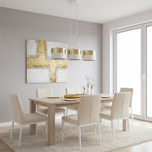 Závěsné svítidlo LUX 3 – bílé / zlaté, textilní stínidla, 3× E27, šířka 70 cm