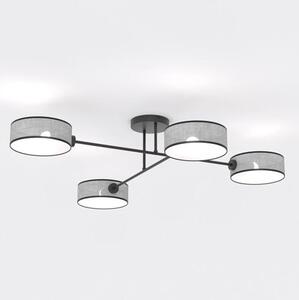 Stropní svítidlo MAGA 4 – šedé / černé, textilní stínidla, 4× E14, šířka 96 cm