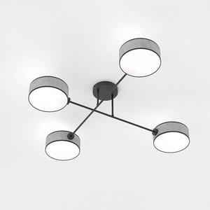 Stropní svítidlo MAGA 4 – šedé / černé, textilní stínidla, 4× E14, šířka 96 cm