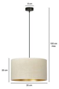 Závěsné svítidlo HILDE 1 – černé, bílé textilní stínidlo, 1× E27, šířka 35 cm