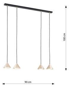 Závěsné svítidlo ELIT 4 – černé / zlaté, 4× GX53, šířka 90 cm