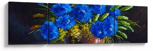 Obraz modrých květů ve váze (170x50 cm)