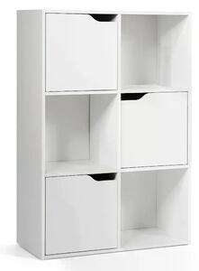 Costway Knihovna se 3 skříňkami a 3 policemi, bílá, 60 x 29 x 90 cm HW63873WH