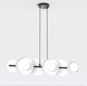 Závěsné svítidlo MODEL 6 – černé / bílé, sklo, 6× G9, šířka 85 cm