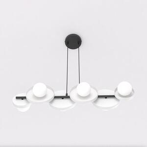 Závěsné svítidlo MODEL 6 – černé / bílé, sklo, 6× G9, šířka 85 cm