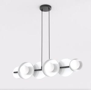 Závěsné svítidlo MODEL 6 – černé / bílé, sklo, 6× G9, šířka 85 cm