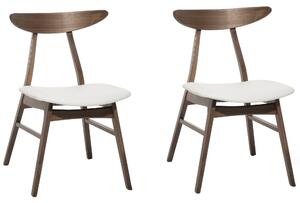 Sada 2 dřevěných jídelních židlí tmavé dřevo/bílá LYNN