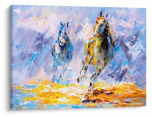 Obraz běžících koňů, olejomalba (70x50 cm)
