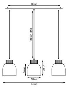 Závěsné svítidlo VIGO 3 – bílé, 3× E27, šířka 84 cm