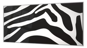 Ochranná deska sklo černá bílá zebra - 50x70cm / S lepením na zeď