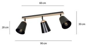 Stropní svítidlo ATLAS 3 – černé, 3× E27, šířka 90 cm