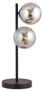 Stolní lampa ROSSI LN2 – černá, grafitové sklo, 2× E14, šířka 20 cm