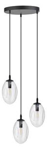 Závěsné svítidlo ASTRAL 3 PREM – černé, čiré sklo, 3× E14, šířka 40 cm