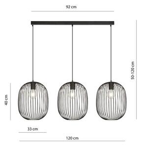 Závěsné svítidlo ONYX 3 – černé, 3× E27, šířka 120 cm