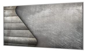 Ochranná deska abstraktní šedý nerez - 52x60cm / S lepením na zeď