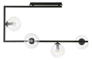 Stropní svítidlo SOMA 4 – černé, čiré sklo, 4× E14, šířka 83 cm