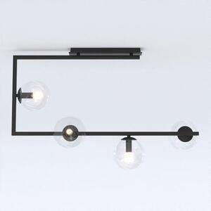 Stropní svítidlo SOMA 4 – černé, čiré sklo, 4× E14, šířka 83 cm