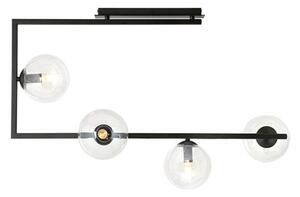 Stropní svítidlo SOMA 4 – černé, čiré sklo, 4× E14, šířka 83 cm