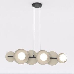Závěsné svítidlo MODEL 6 – černé / moka, bílé sklo, 6× G9, šířka 85 cm