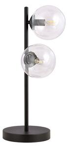 Stolní lampa ROSSI LN2 – černá, čiré sklo, 2× E14, šířka 20 cm