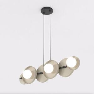Závěsné svítidlo MODEL 6 – černé / moka, bílé sklo, 6× G9, šířka 85 cm