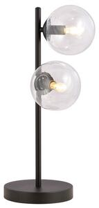 Stolní lampa ROSSI LN2 – černá, čiré sklo, 2× E14, šířka 20 cm