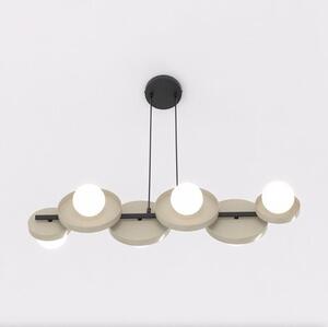 Závěsné svítidlo MODEL 6 – černé / moka, bílé sklo, 6× G9, šířka 85 cm